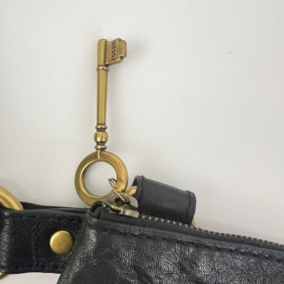 Fossil Long Live Vintage Crossbody Handbag Black Leather Organizer - Picture 9 of 12